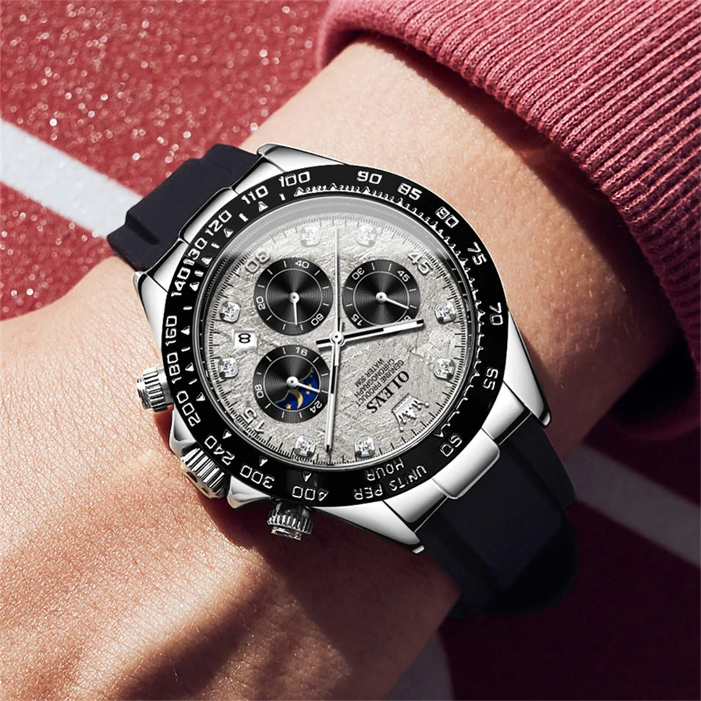 OLEVS 2875 Watches for Men Chronograph Multifunction Diamond Luminous Waterproof Silicone Wrist Watches - Image 46
