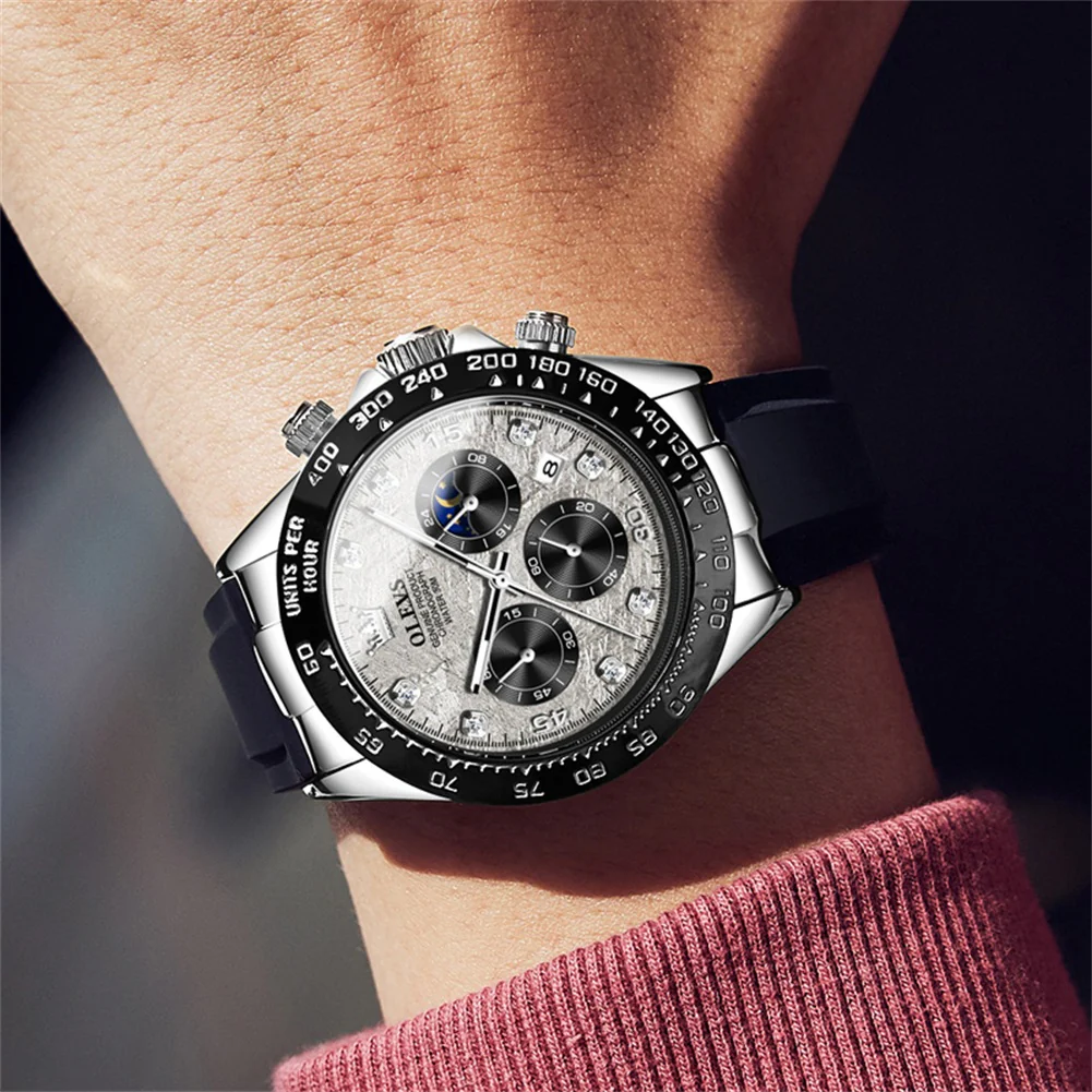 OLEVS 2875 Watches for Men Chronograph Multifunction Diamond Luminous Waterproof Silicone Wrist Watches - Image 47