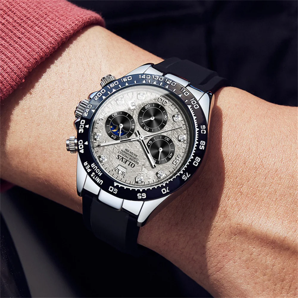 OLEVS 2875 Watches for Men Chronograph Multifunction Diamond Luminous Waterproof Silicone Wrist Watches - Image 48