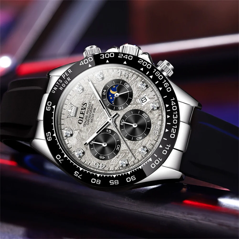 OLEVS 2875 Watches for Men Chronograph Multifunction Diamond Luminous Waterproof Silicone Wrist Watches - Image 53