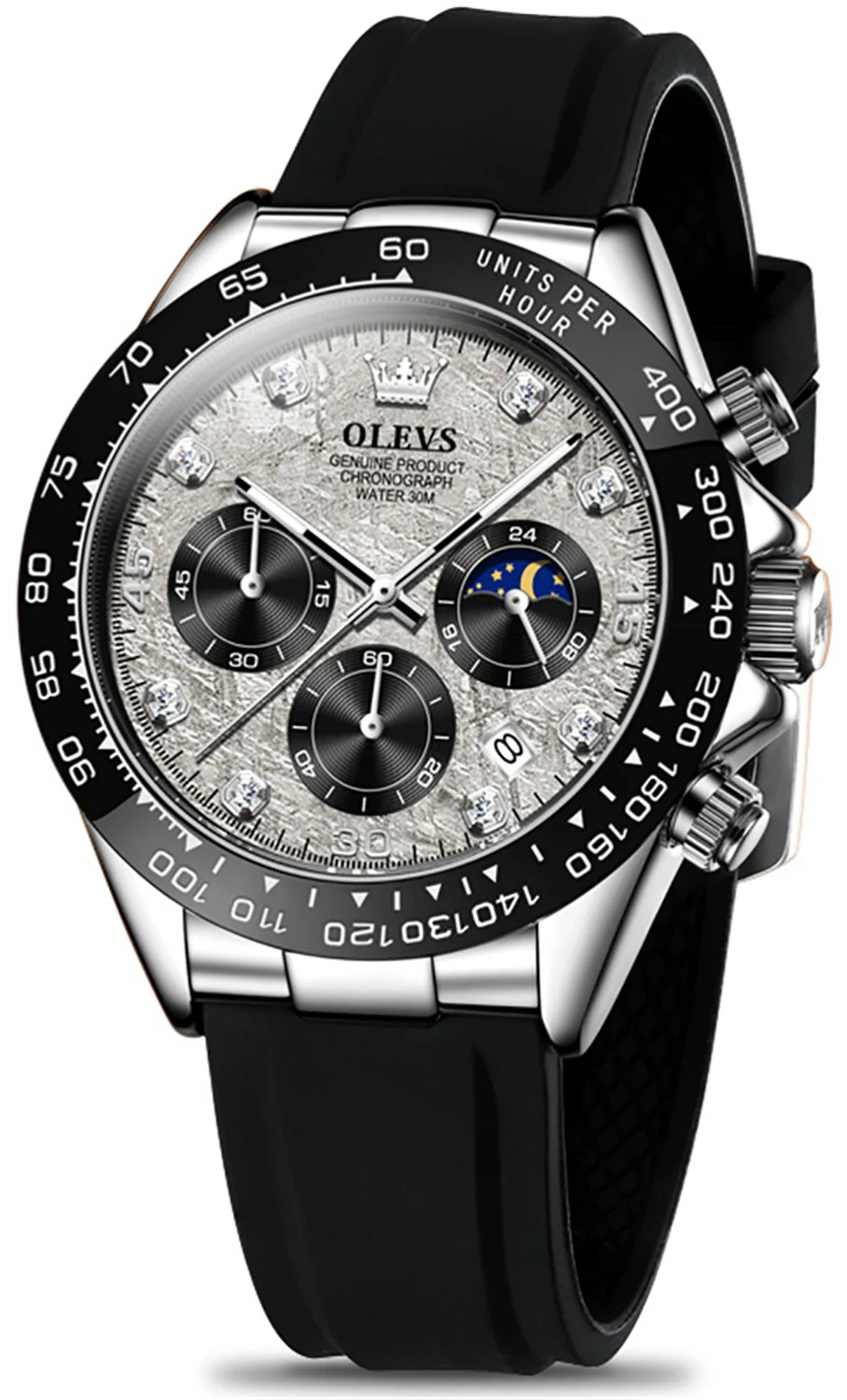 OLEVS 2875 Watches for Men Chronograph Multifunction Diamond Luminous Waterproof Silicone Wrist Watches - Image 54