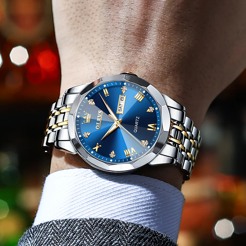 OLEVS 9931 Watches for Men Diamond Dress Luxury Casual Fashion Wrist Watch Waterproof Luminou - Image 3
