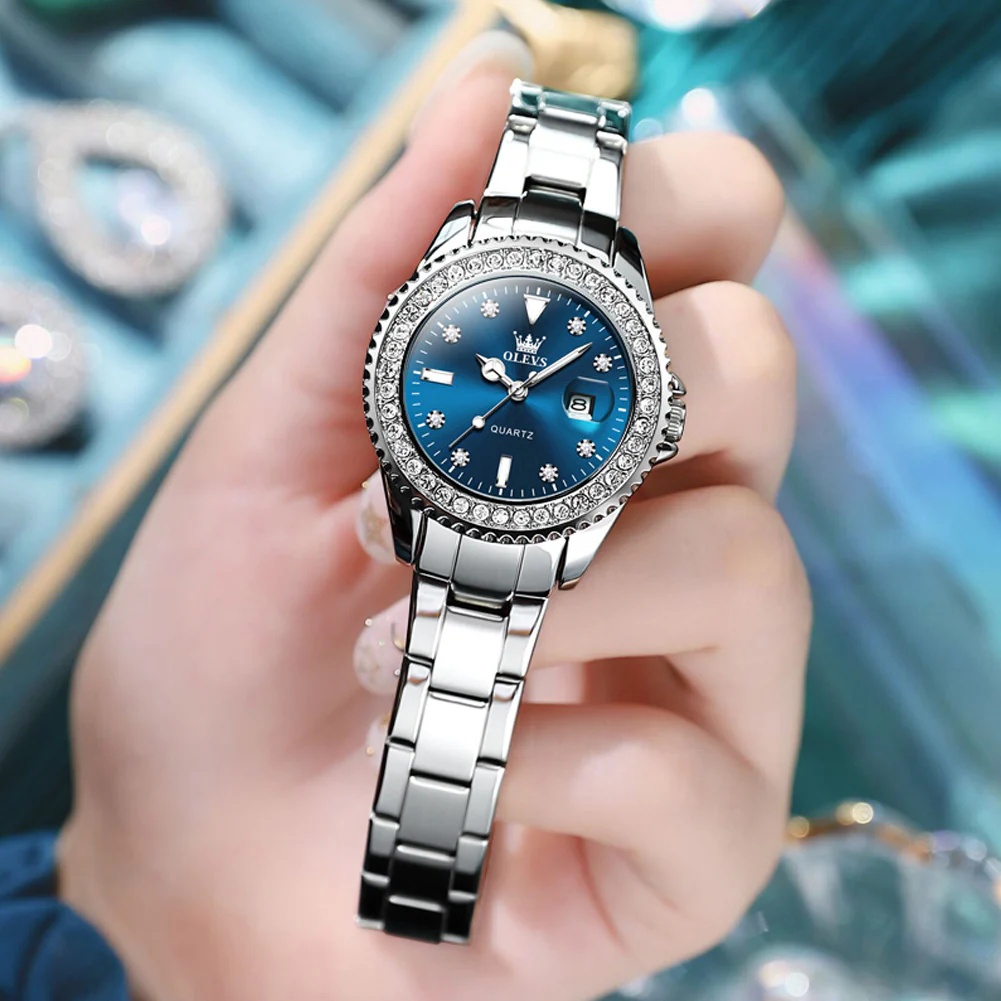 OLEVS 9945 Womens Watches Diamond Luxury Dress Gold Wrist Watch Waterproof Luminous - Image 10