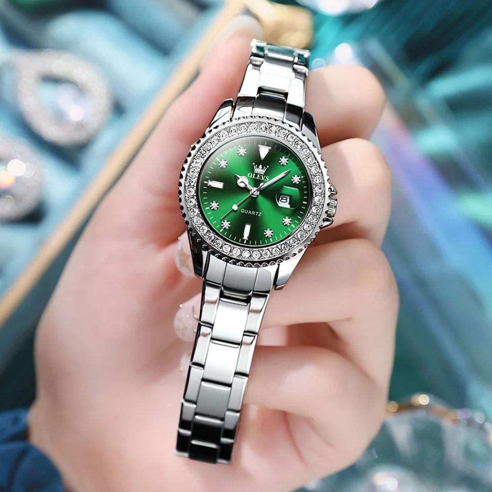OLEVS 9945 Womens Watches Diamond Luxury Dress Gold Wrist Watch Waterproof Luminous - Image 3