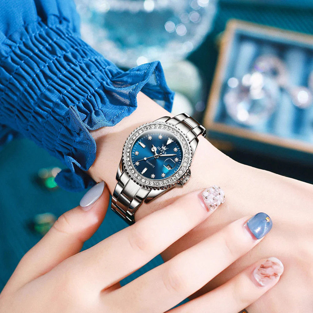OLEVS 9945 Womens Watches Diamond Luxury Dress Gold Wrist Watch Waterproof Luminous - Image 9